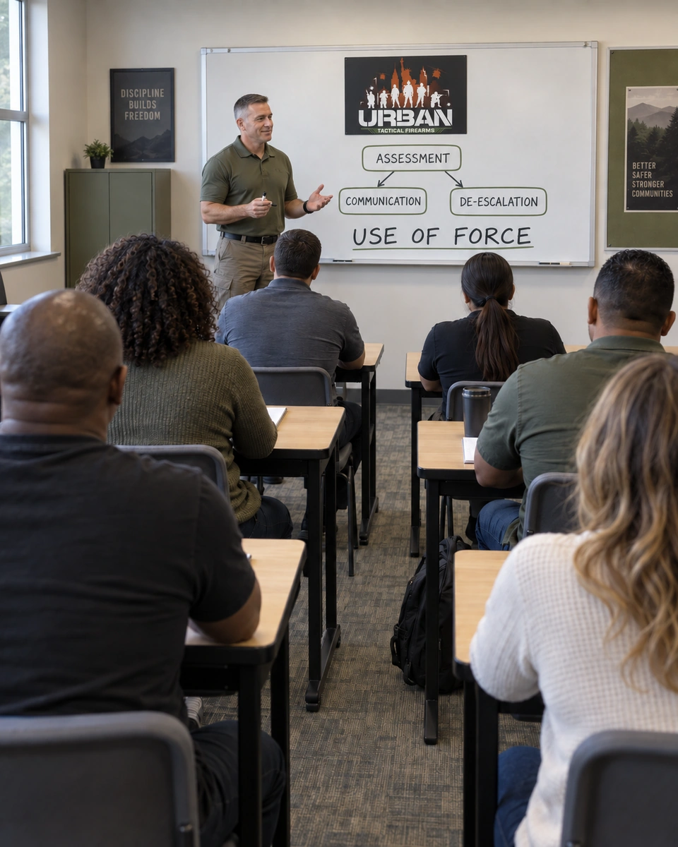 Use of Force classroom session at Urban Tactical Firearms