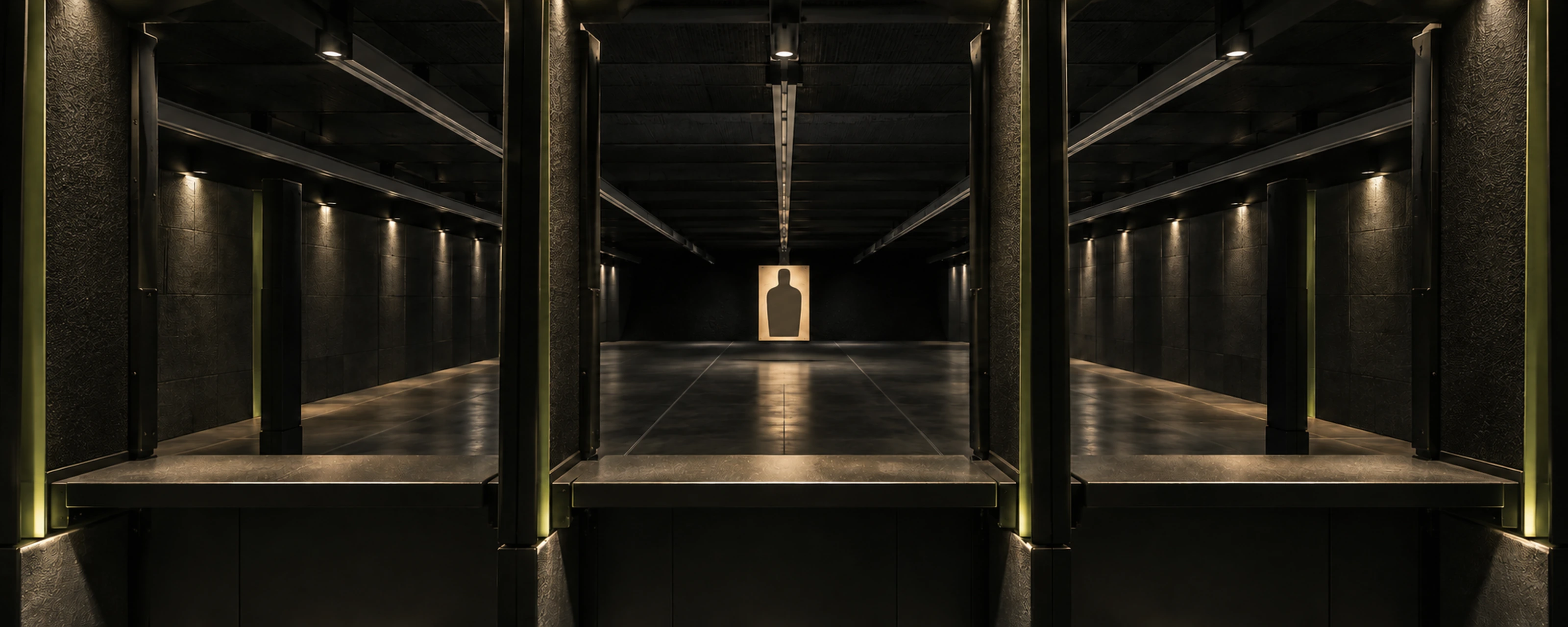 Shooting lanes at the Urban Tactical Firearms range in Marlton, New Jersey